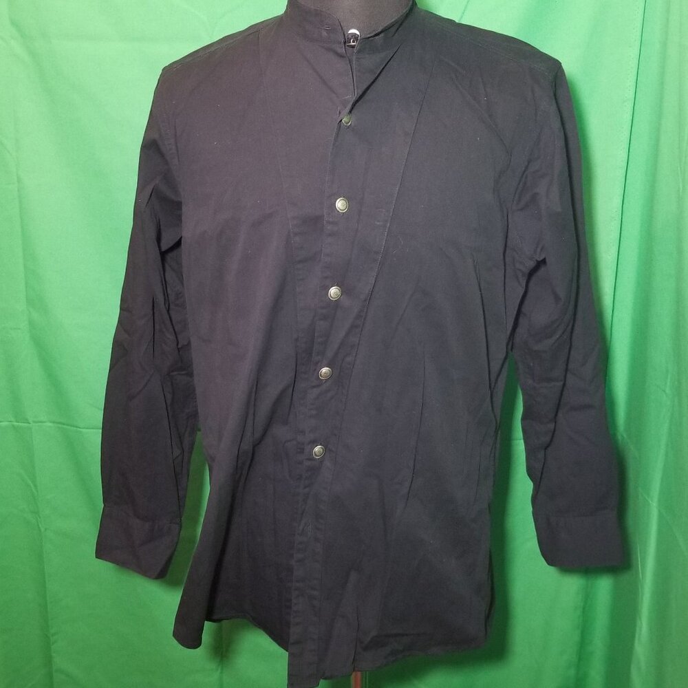 Cumberland Outfitters Mens Medium Black Long Sleeve Shirt Western Silver Snaps
